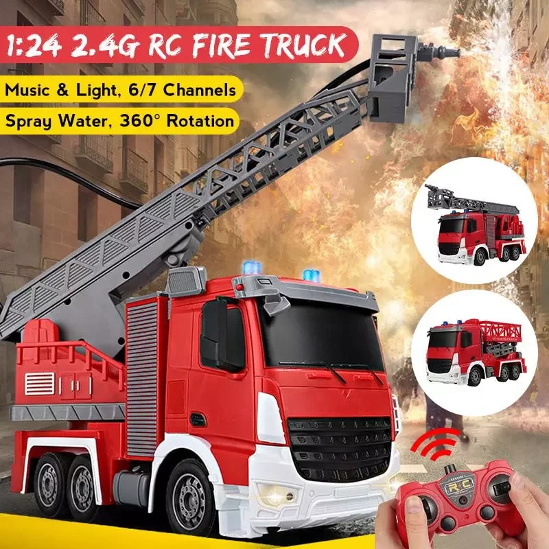 1/24 RC Truck Rescue 2.4G Remote Control Fire rescue Truck Radio Control cars Fire Engine Sanitation vehicle Toys fo Kids enlarge