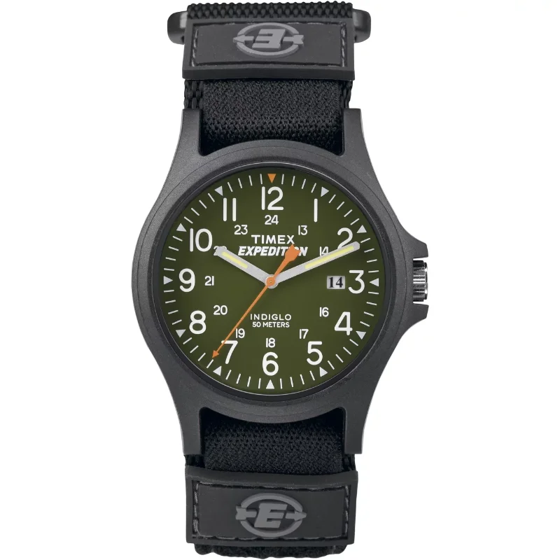 

Timex Men's Expedition Acadia 40mm Watch – Black Case Dark Green Dial with Black FastWrap Strap