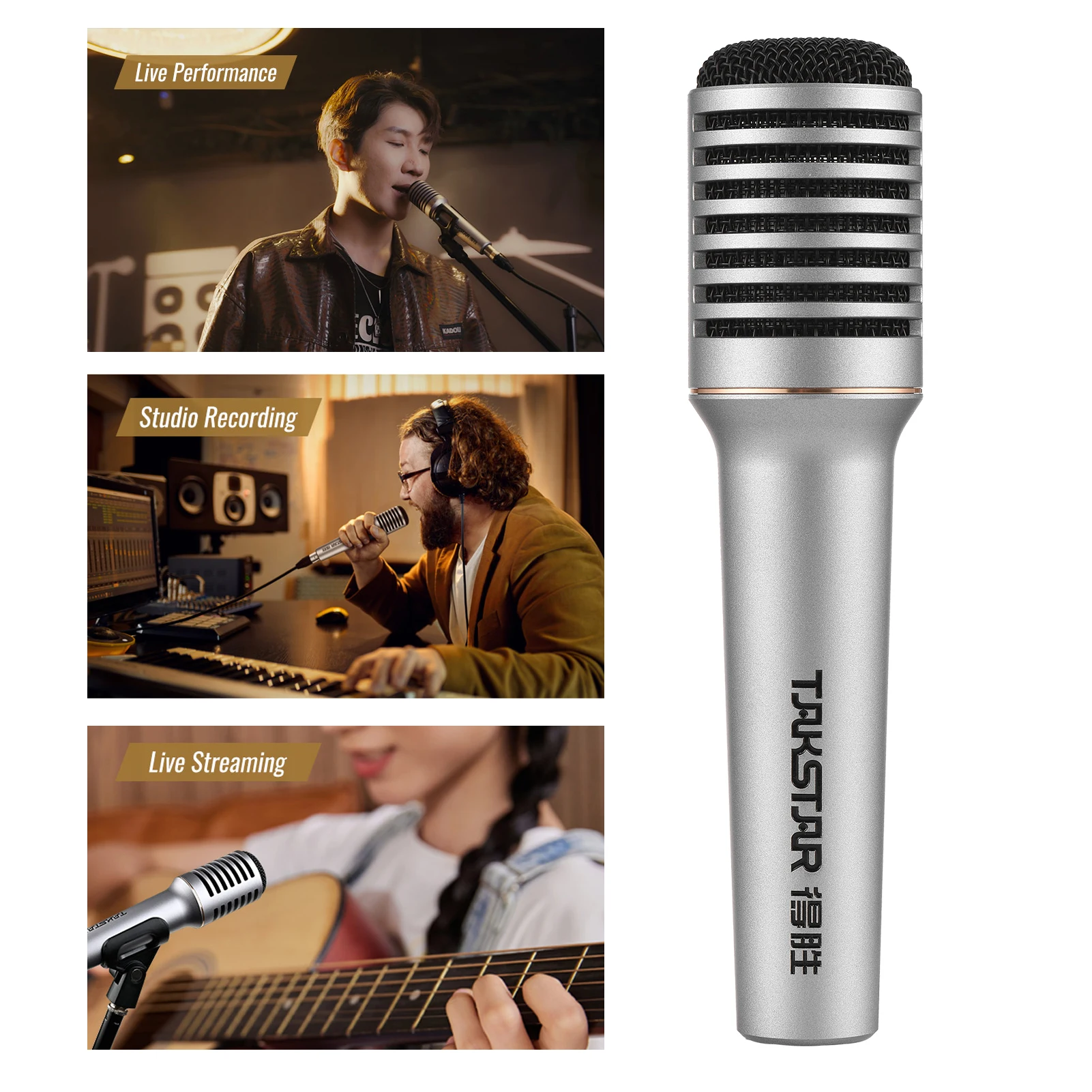 TAKSTAR TA-68 Profession Dynamic Microphone Dynamic Handheld Cardioid Condenser Wireless Microphone live performance images - 6
