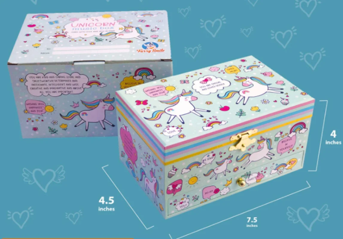 Unicorn Jewelry Storage Box and Packaging Children's Music Box Multi Functional Jewelry Display Box Birthday Gift