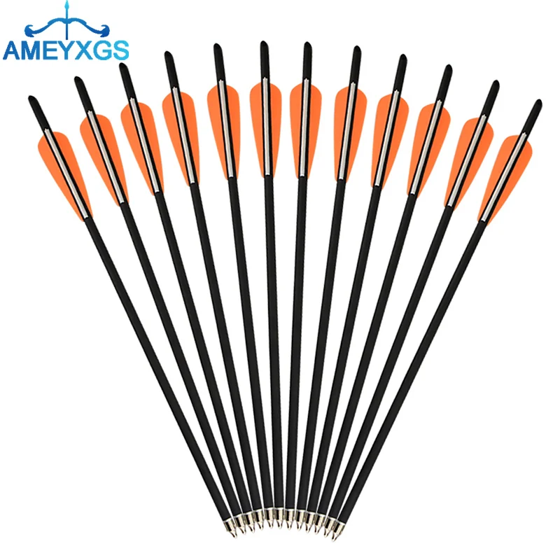 

6/12/24Pcs 16/17/21 Inches Mix Carbon Arrows Crossbow Bolt Arrow OD 8.8mm with Feather for Archery Hunting Shooting Accessories