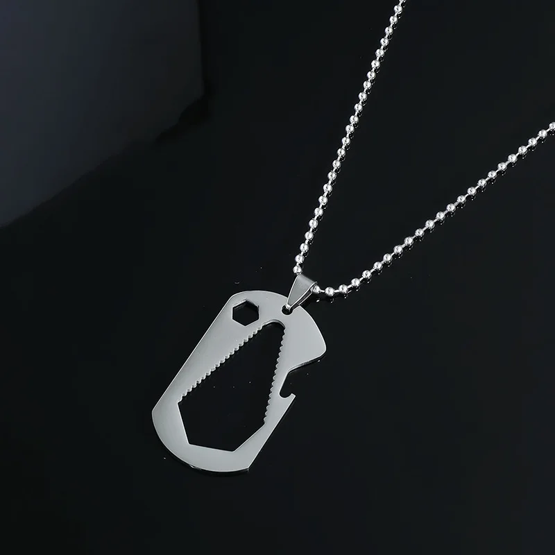

New 2022 Hip-hop Fashion Titanium Steel Military Brand Beer Bottle Opener Necklace Multi-size Hexagonal Wrench Necklace