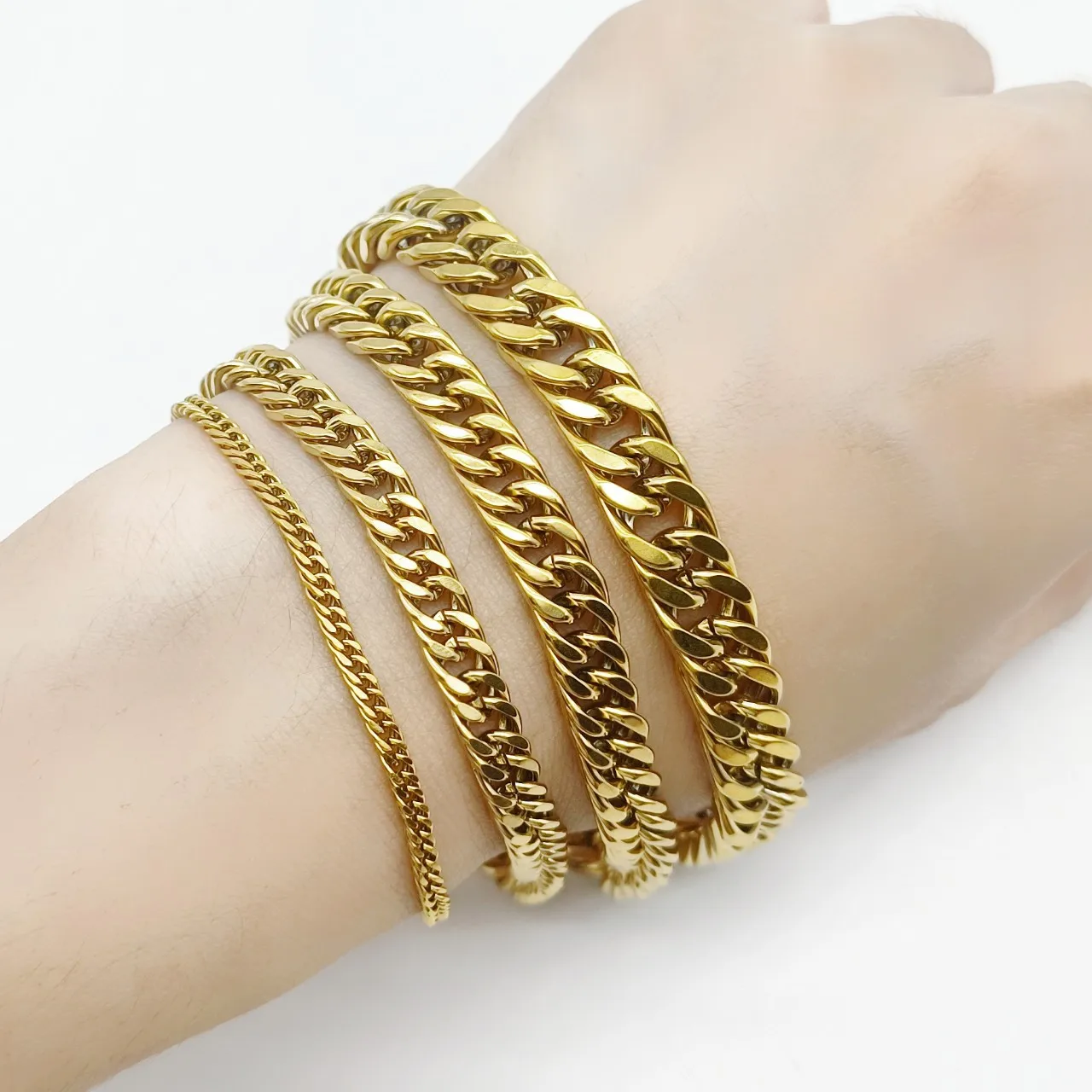 

ASON Cuban Chains Bracelet Stainless Steel Chain Pulsera Jewelry For Women Men Acier Inoxydable Accessories Making браслет