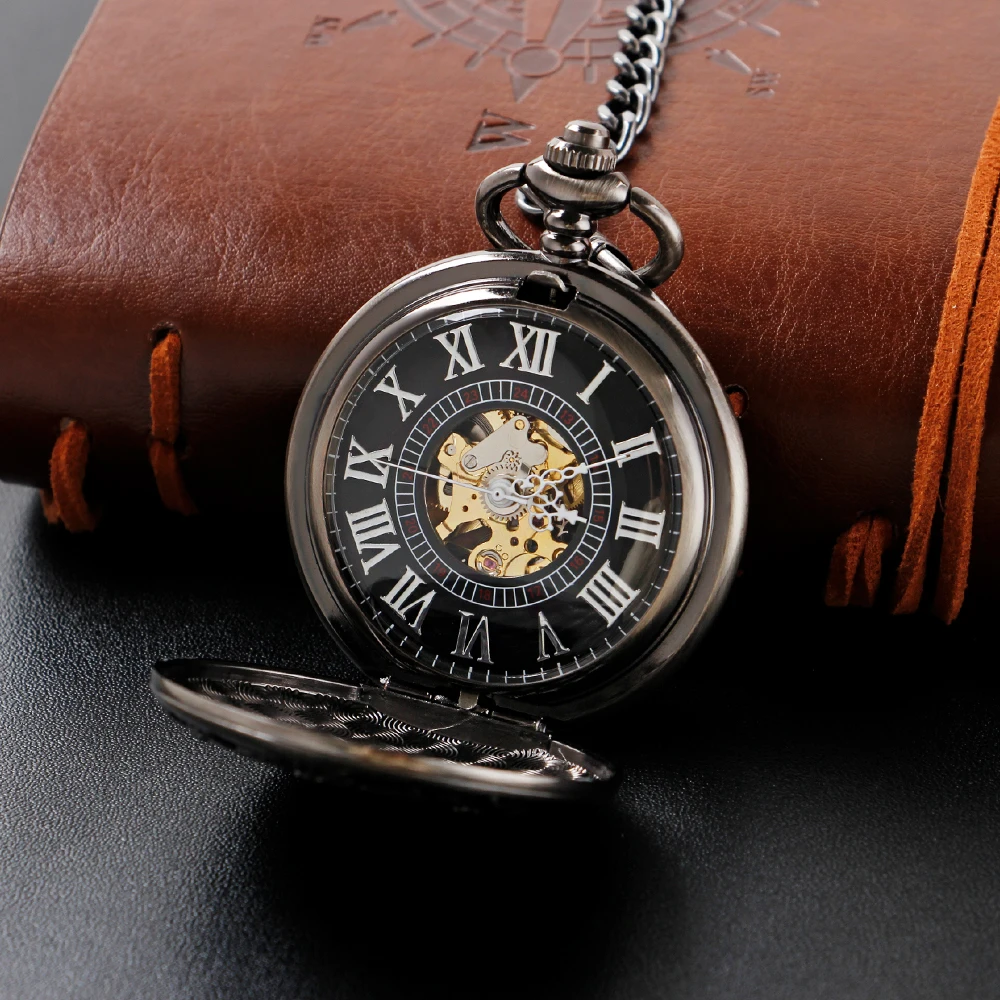 Retro Cross Emblem Printed Mechanical Pocket Watch High Quality Unisex Necklace Time Pendant Men's and Women's Gift Relagio
