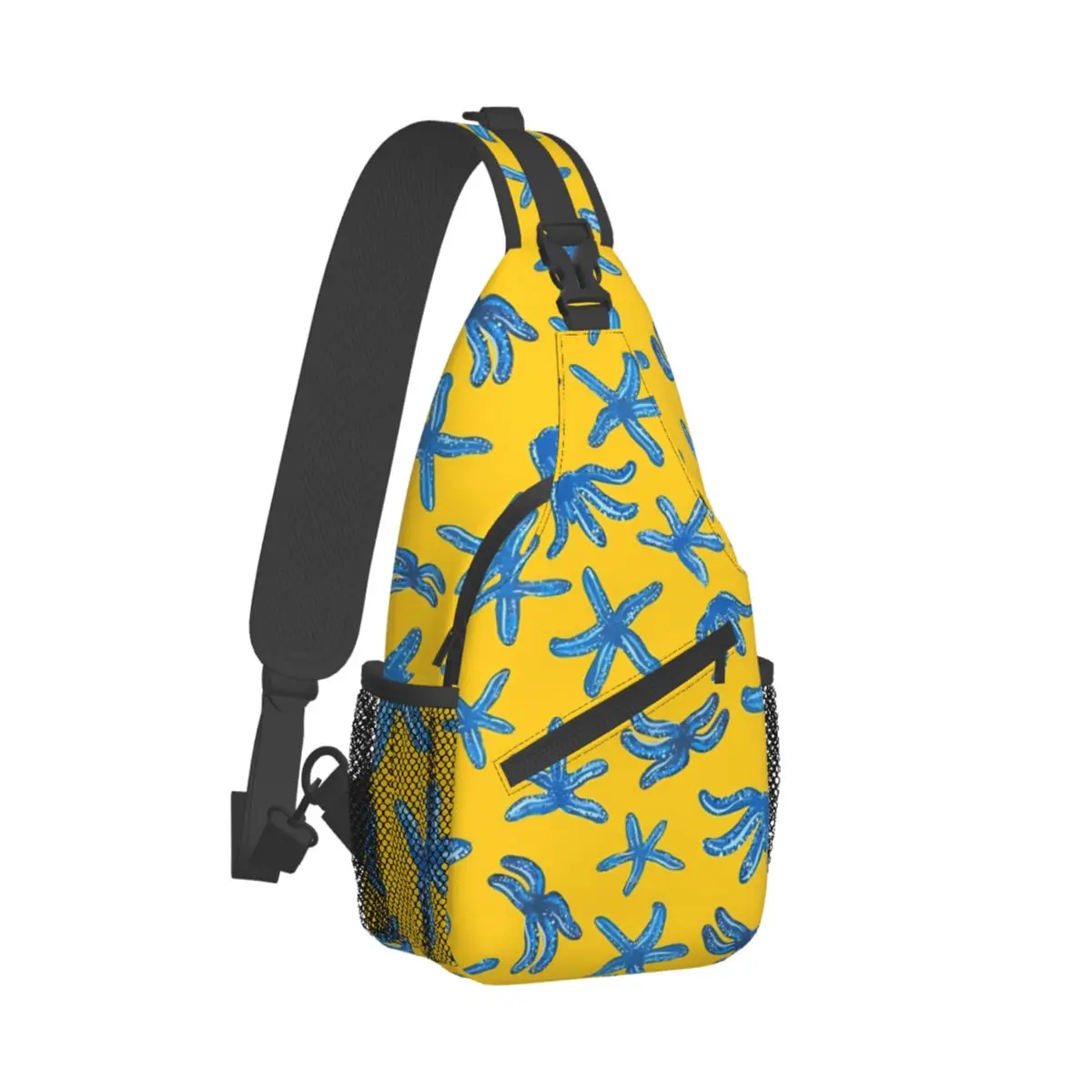 

Blue Starfish Print Shoulder Bags Abstract Animal Chest Bag Men Business Cycling Sling Bag Outdoor Style Designer Small Bags