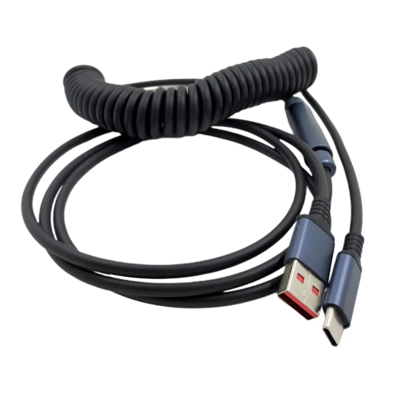 

140CM Coiled Spring Cable Type A to C USB Cable for Mechanical Keyboards Drop Shipping