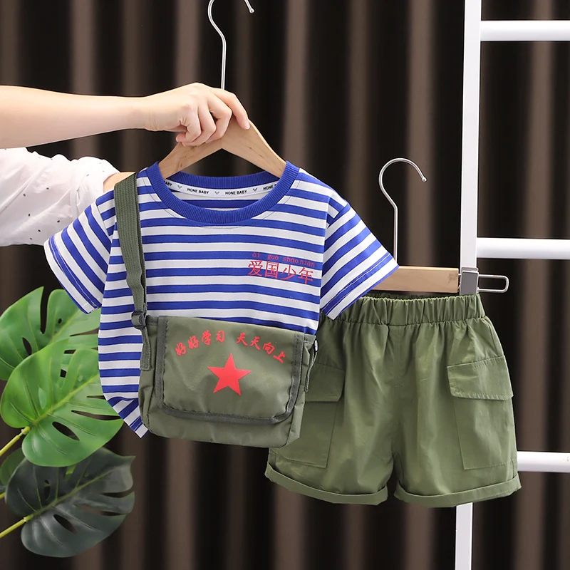 

MSW-детская рабочая одежда-летние шорты с коротким рукавом, костюм из двух предметов с принтом детской рубашки