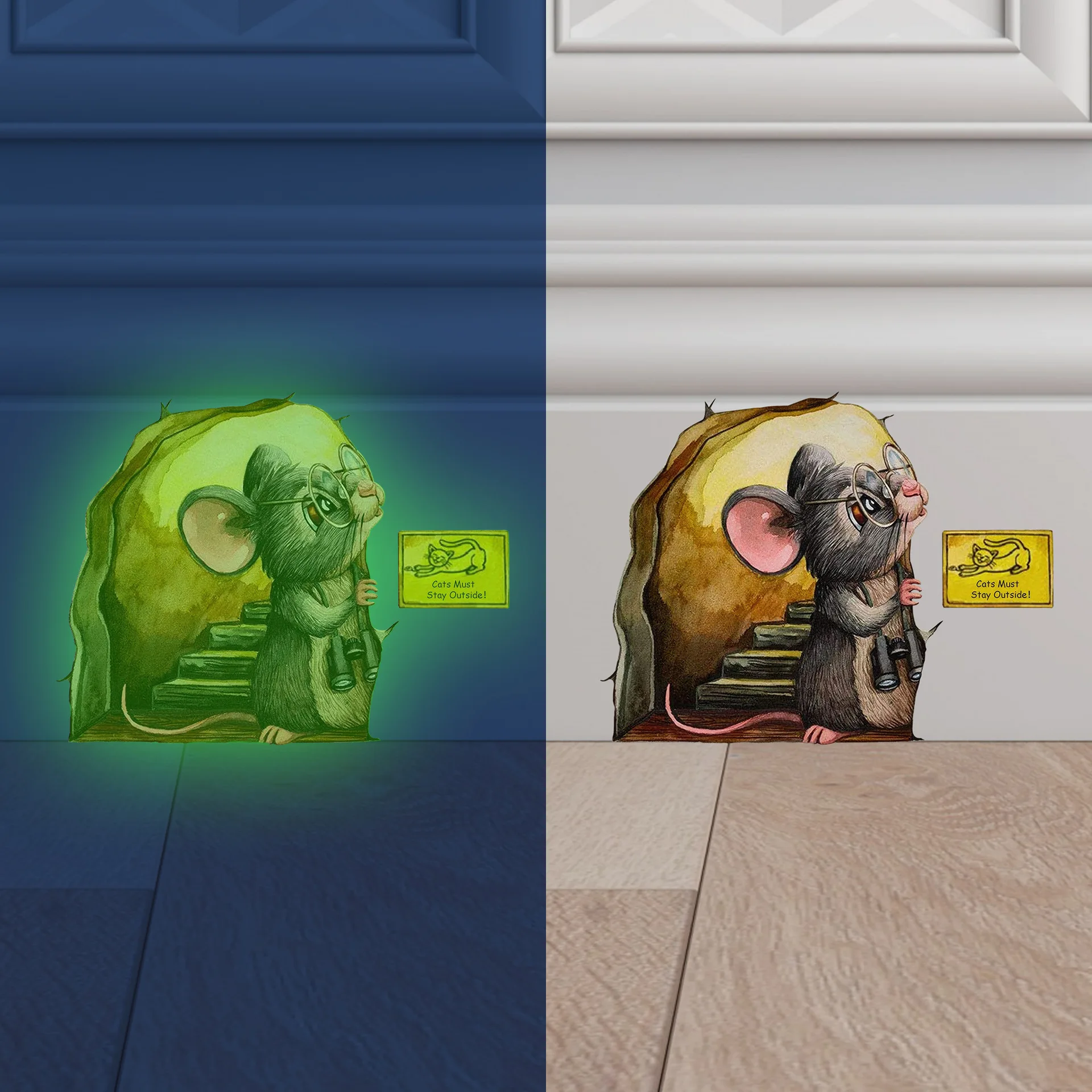 

New Rat Glow-in-the-dark Wall Stickers Cartoon Wall Stickers Living Room Decorative Wall Stickers Self-adhesive Wall Decals