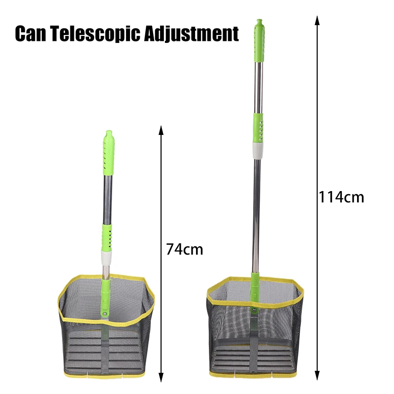 Portable 180°Adjustable Square Ping Pong Ball Picker 74-114cm Stainless Steel Telescopic Table Tennis Catcher