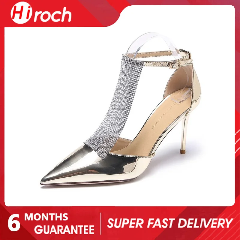 

HiRoch Women Shiny rhinestones High Pumps Heels 8 cm Sexy Party Pointed Wedding Shoes Shallow Mouth Single Shoes