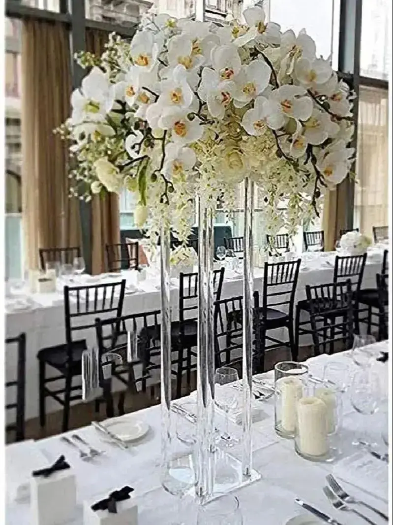 Акриловая напольная ваза прозрачная для цветов центральный столик свадебная