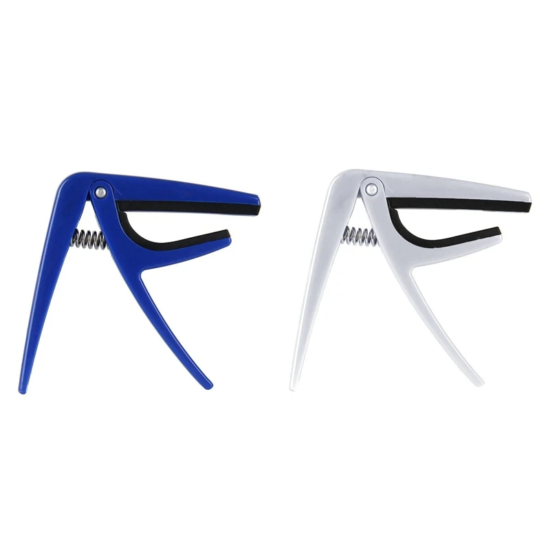 

2 Pcs Quick Change Trigger Capo Key Clamp Fr Acoustic Electric Classic Ukulele, White & Blue