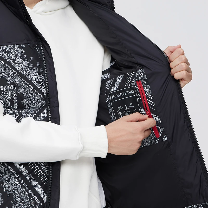 BOSIDENG зимний жилет для мужчин и женщин утепленный воротник-стойка цветной бандана