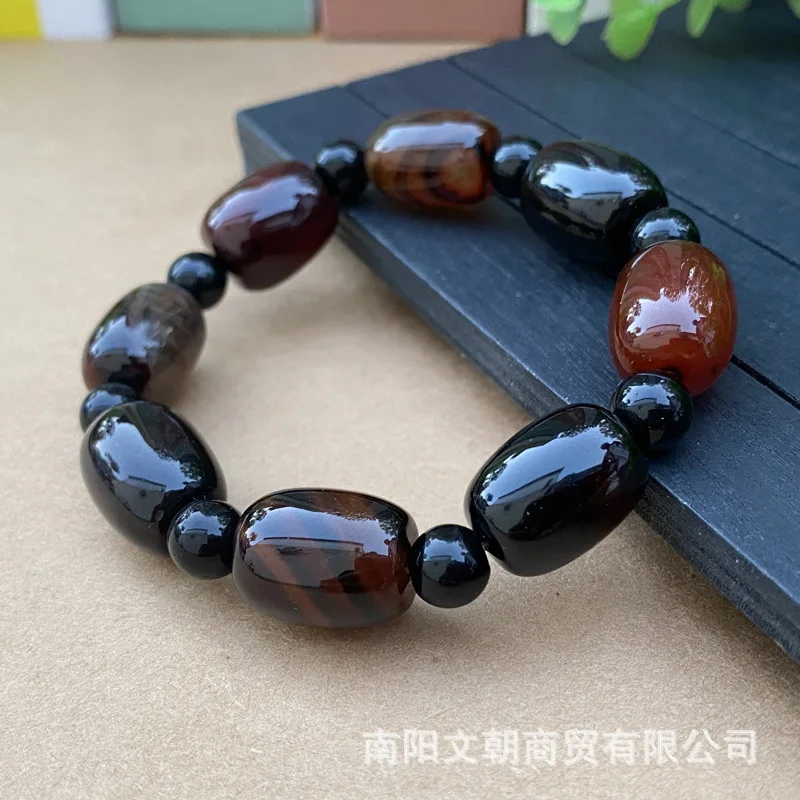 Черный Браслет-ведро из бисера и агата для мужчин Taobao Live Источник: 10 юаней режим