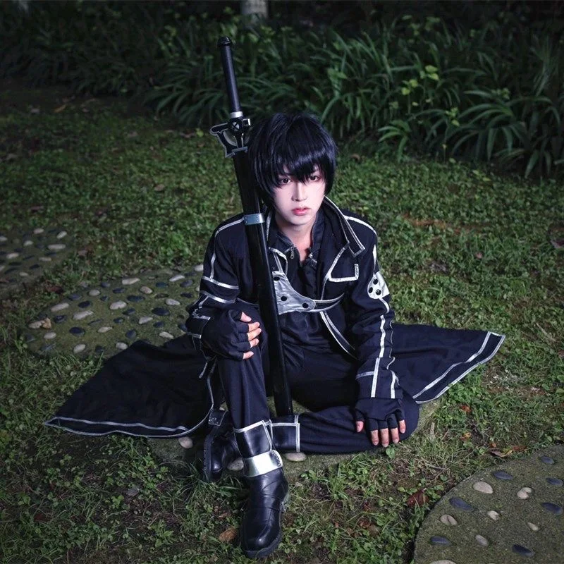 Фото Аниме Sword Art Online Костюм Казуто Киригая Косплей Куртка Рубашка Брюки Тренч Кирито Униформа Парик Костюм Партия Наряд для Мужчин №2