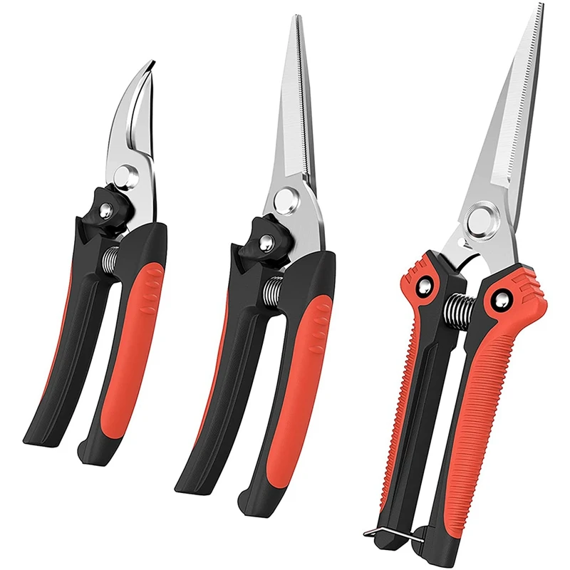 

Pruning Shears, 3PCS Gardening Pruning Scissors Set, Branch Hand Pruner Secateurs, Branch Cutter Tree Trimmers Scissors