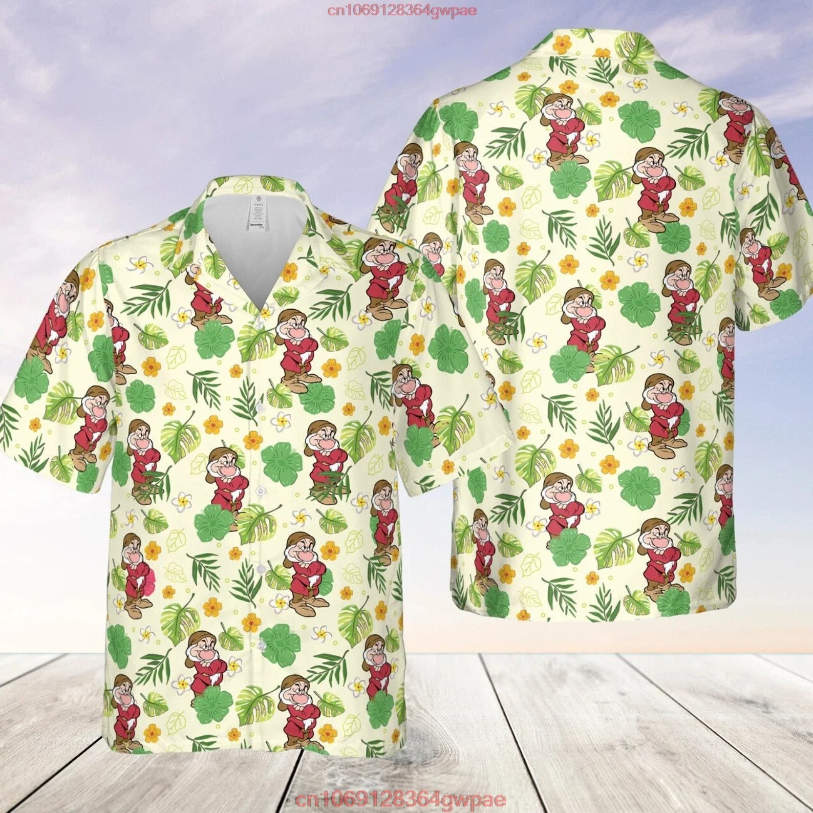 MINISO Гавайская рубашка Disney Dopey Dwarf из полиэстера