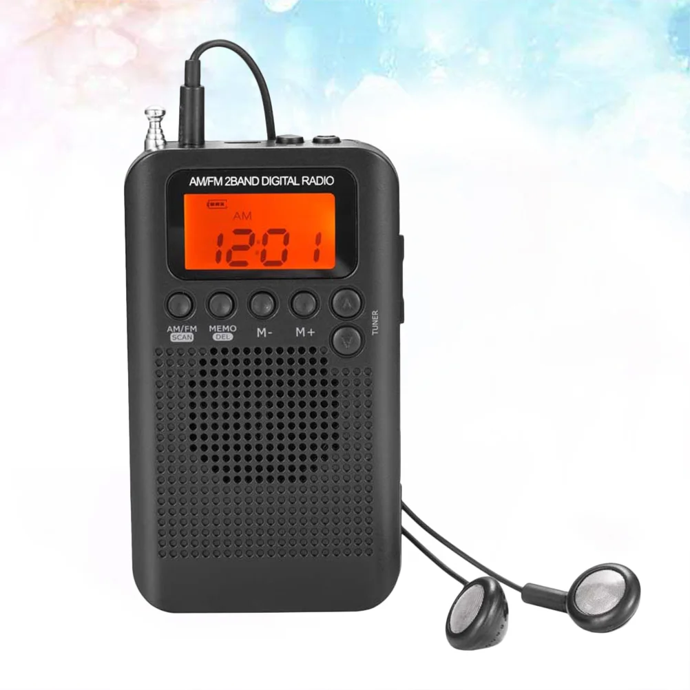 

1Pc 2 Band Portable Digital LCD Display Mini High Sound Quality Vintage Style for Office