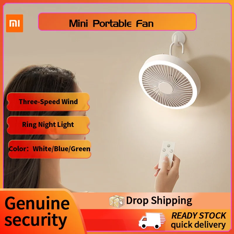

Xiaomi 2000mAh Mini electriice Fan USB Rechargeable Ceiling Fans with Remote Control 360 Rotation Hanging Ventilator Outdoor