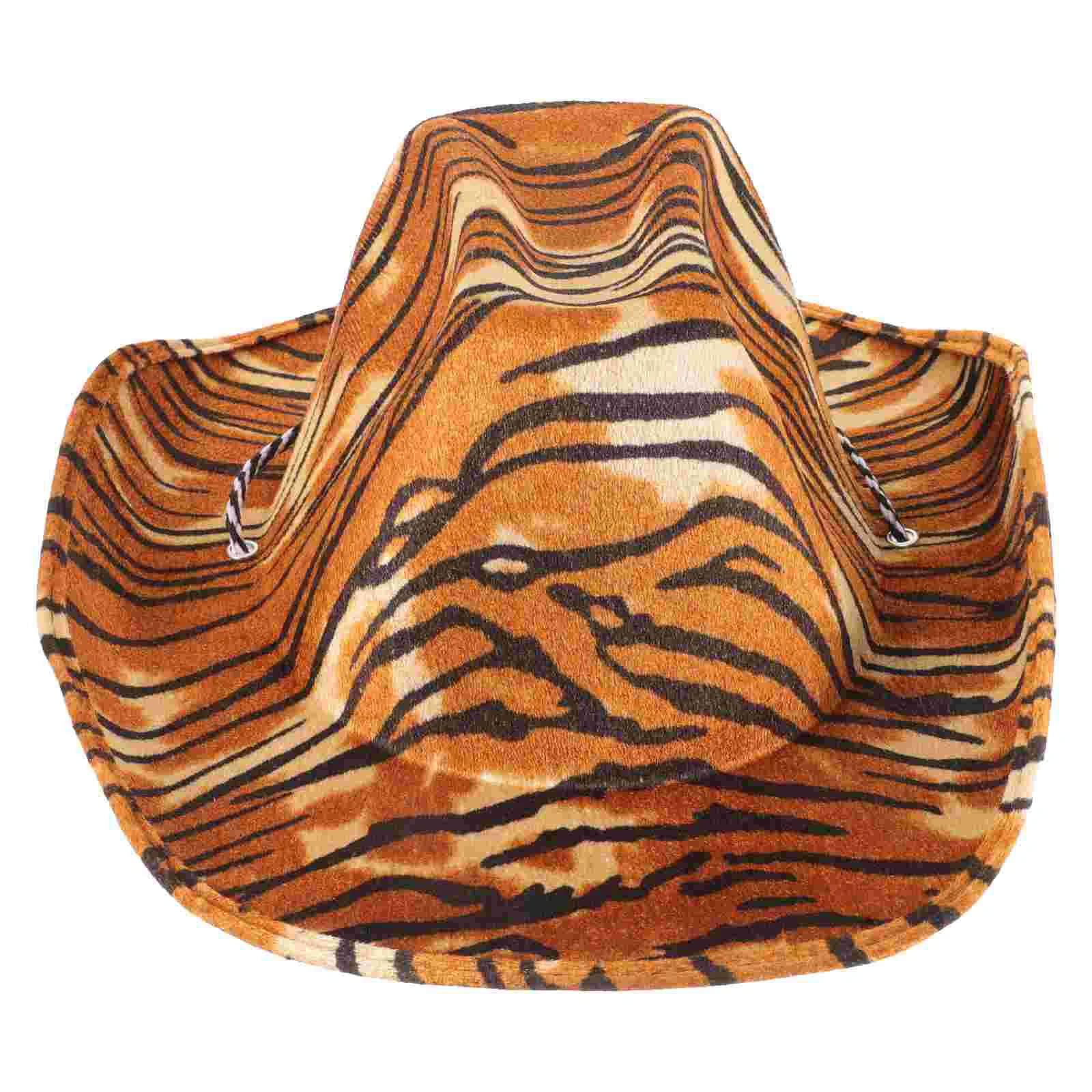

Tiger Printed Cowboy Hat Party Decorative Cap Western Party Costume Accessory
