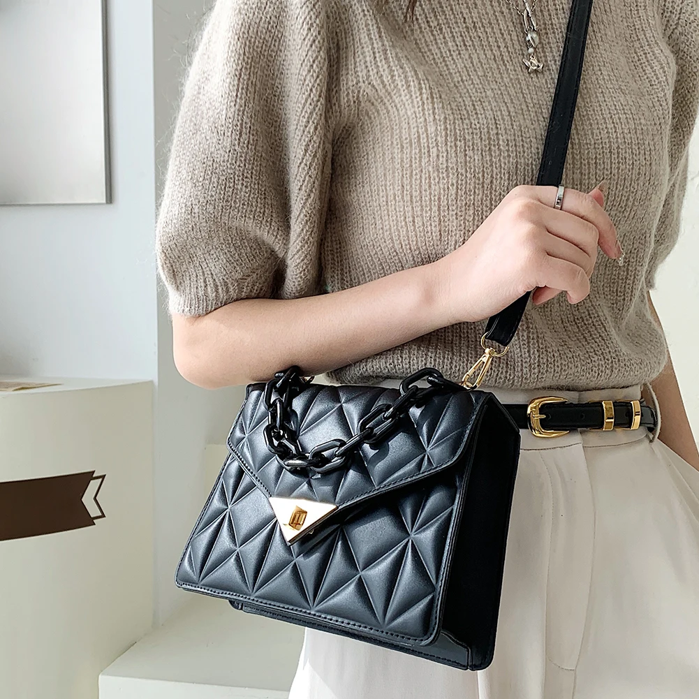 

2-Pack Women's Bag Set Diamond Plaid Shoulder Handbag Leather Composite Bag 2022 Fashion Exquisite Rhombus Messenger Bag