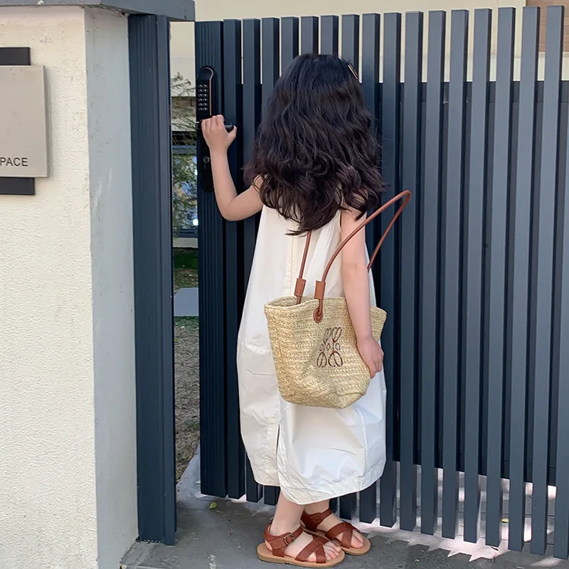 Платье для девочек нишевой дизайн темпераментный жилет сплошной цвет кокон в