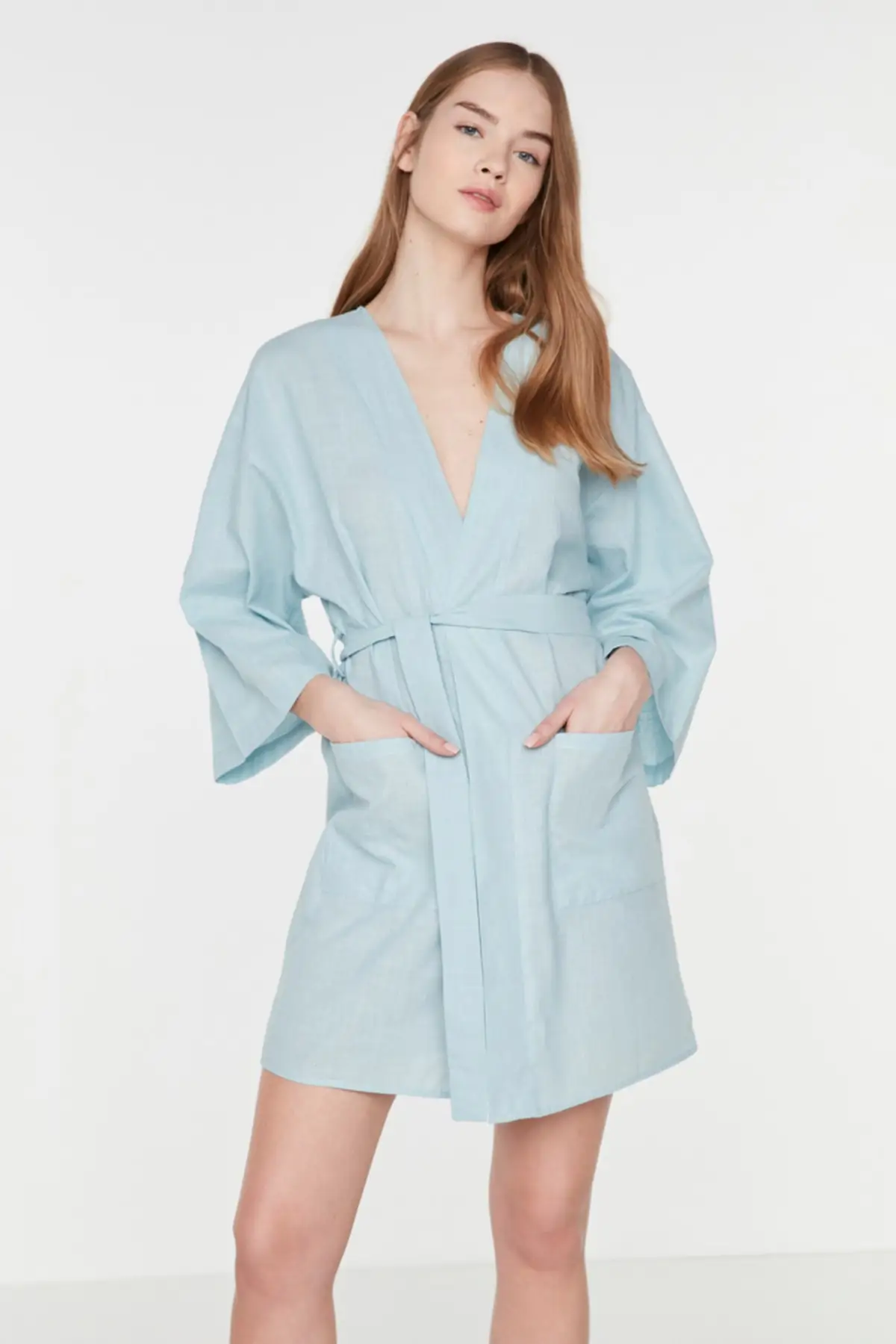 

Dressing Gown Mint Flamed Cotton Woven Fashion Robe Robe Robe Sexy Peignoir Kimono Bride Sleepwear Night Gown