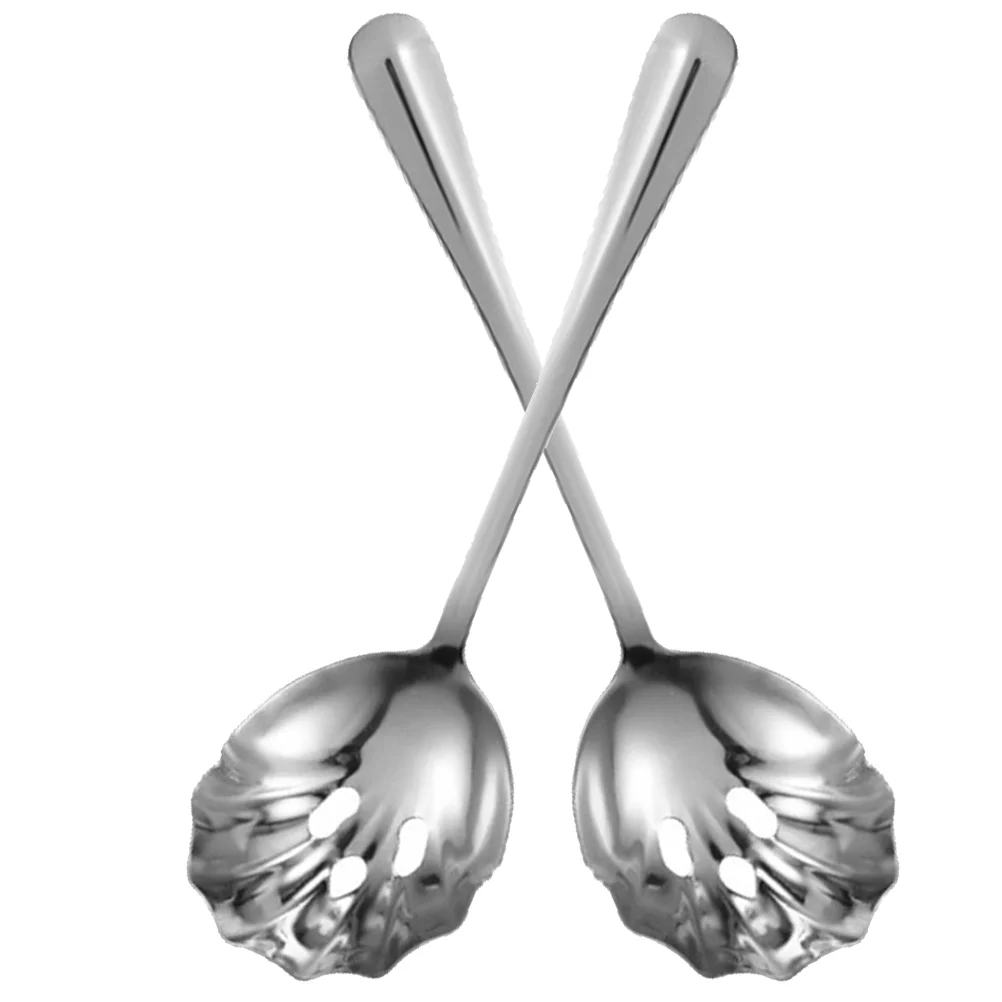 

2Pcs Stainless Steel Slotted Spoons Serving Utensils Household Serving Spoons Filter Spoons