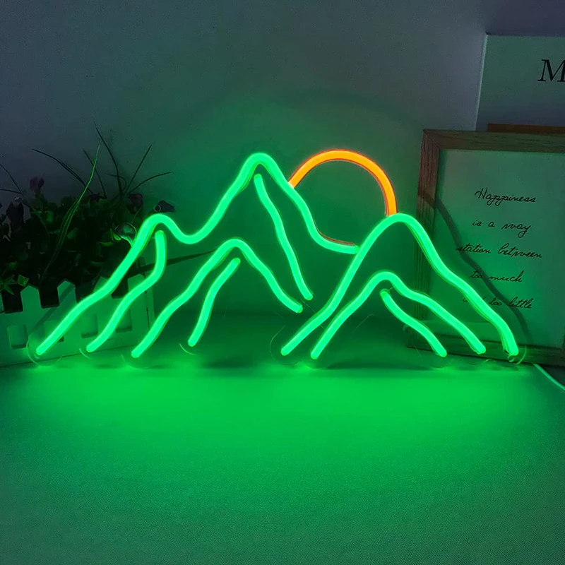 Custom Led Mountains Neon Night Light Sign Sunrise Home Decor Sunset Wall Art Indoor Bedroom Wall Decoration Christmas Gift