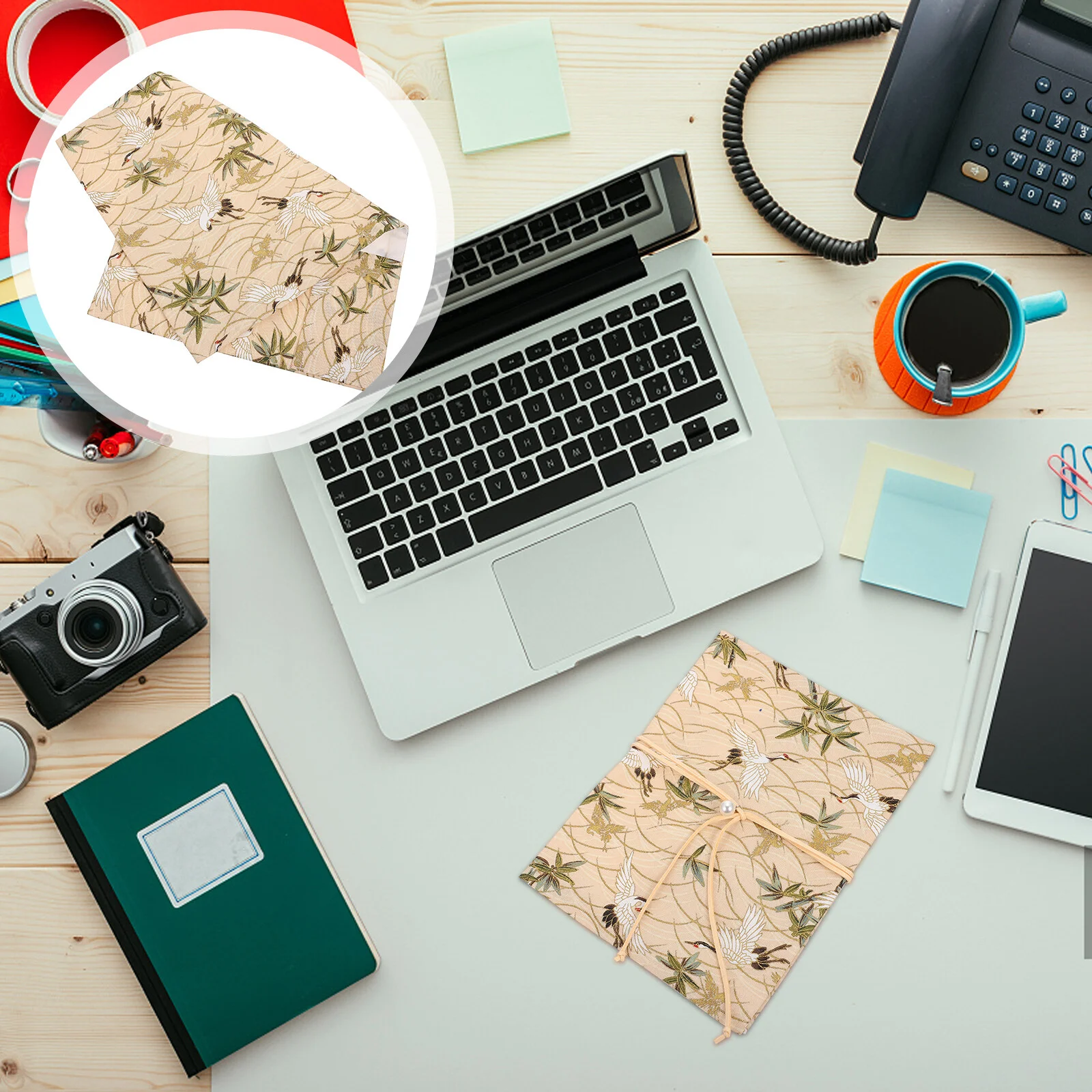 

Books Adults Jacket A5 Size Cover Adjustable Notepad Manual Cloth Crane Design Protector Dust Student