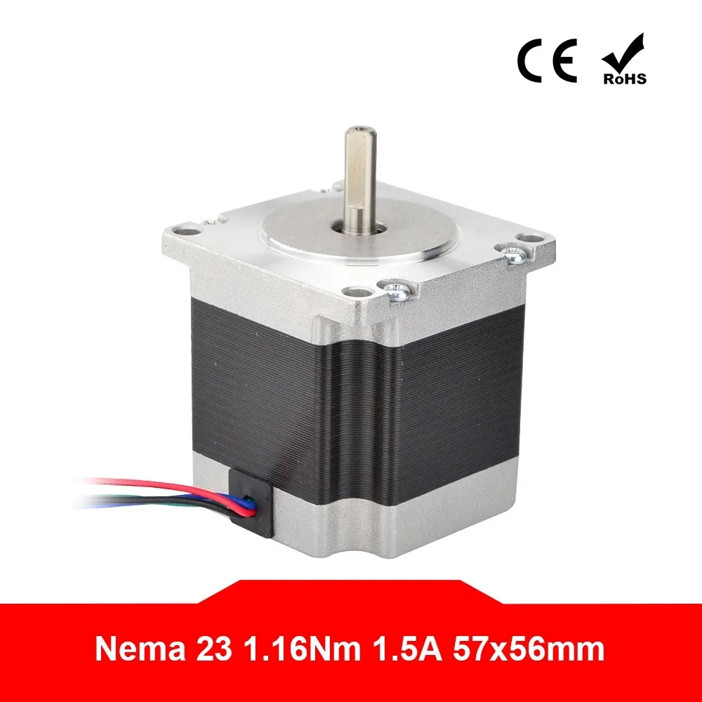 

Шаговый электродвигатель Nema 23, биполярный 1,8 град. 1,16 нм (164,3 унции) 1,5a 57x56 мм, 4 провода, 3D-принтер, робот с ЧПУ