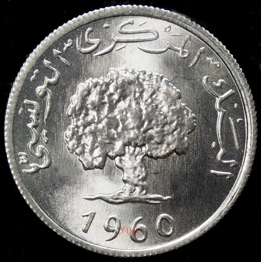 

Тунис 1 Milem Coin 1960, алюминиевая монета, совершенно новая UNC