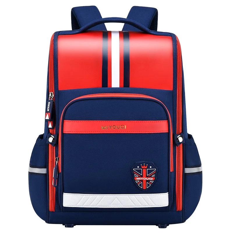 Grade 1-6 Kids British Style PU Backpacks New Girl Boy Waterproof Fashion Noble Schoolbag Primary Students Large Capacity Bags