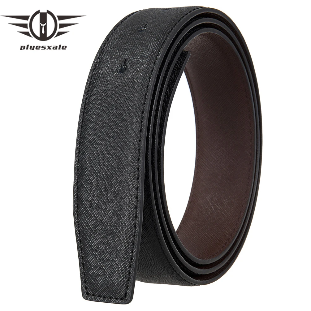 

Plyesxale Cowskin Leather Double Sided Belt For Men 3.4cm Width No Buckle Belt With Holes Luxury Strap Only High Quality B978