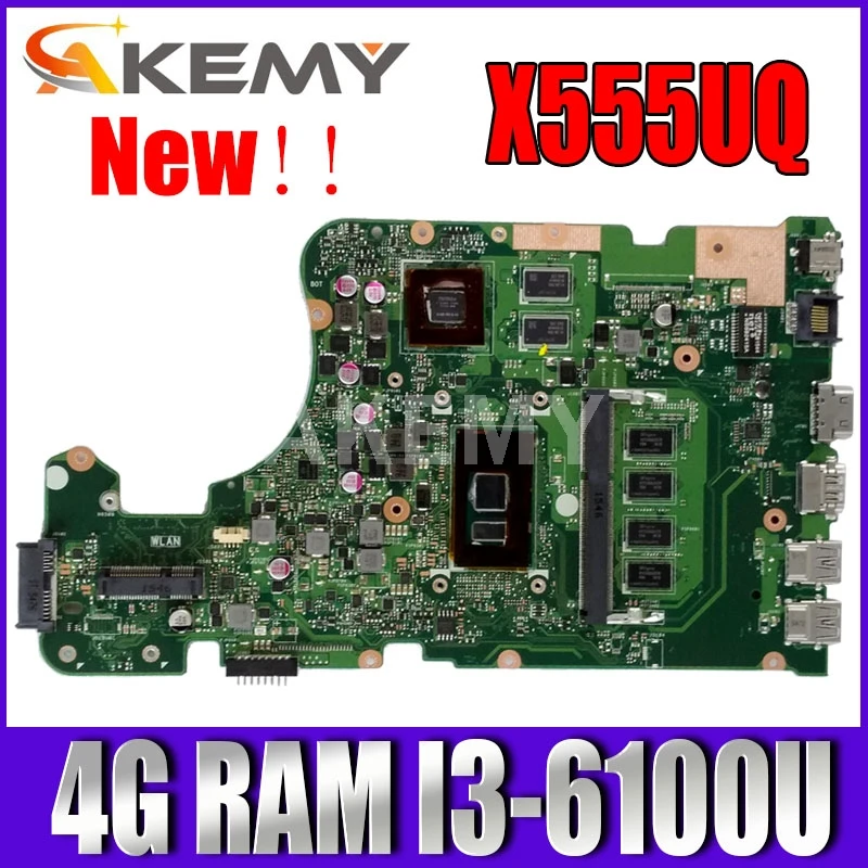 

Akmey X555UJ Laptop motherboard for ASUS X555UB X555UF X555UQ F555U original mainboard GT940M 4GB-RAM I3-6100U