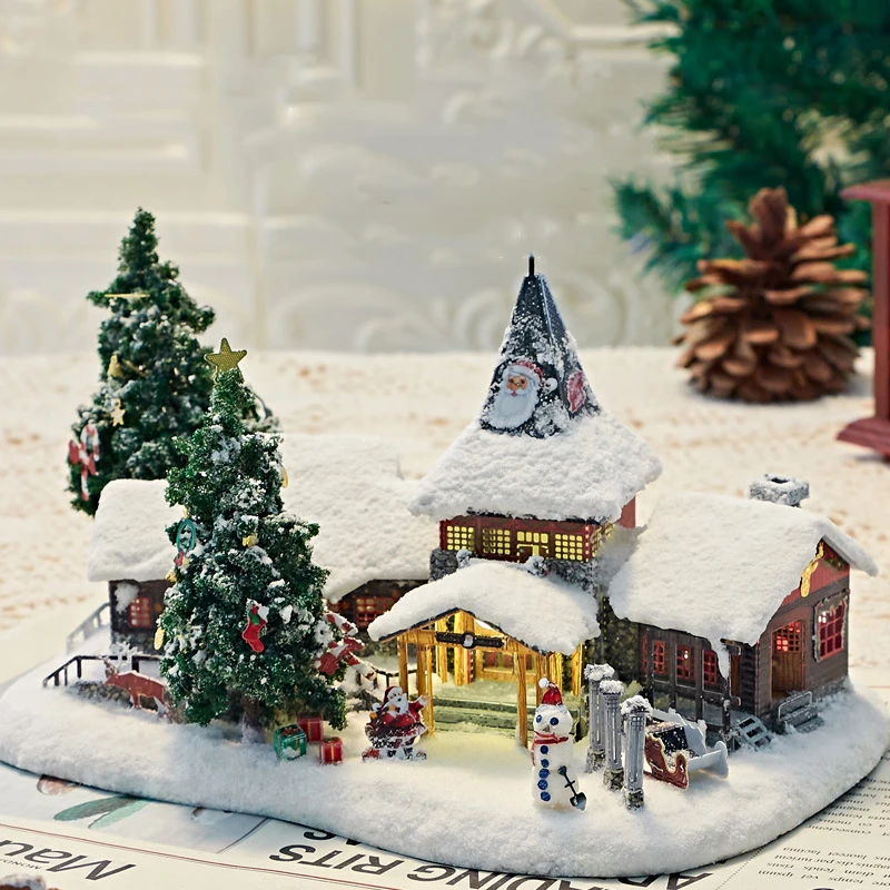 DIY 3D металлический пазл Рождественский Санта-Клаус деревенский коттедж