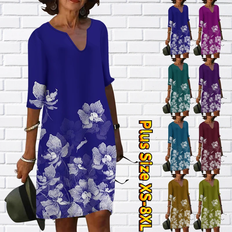 

Женская юбка с коротким рукавом, V-образным вырезом и принтом