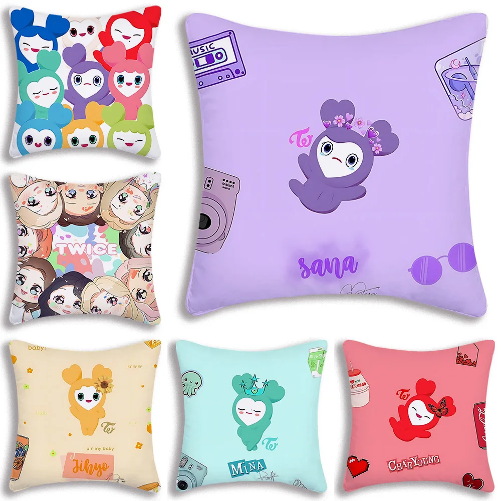 T-TWICES Pillow Covers Cartoon Sofa Decorative Home Double-sided Printing Short Plush Cute Cushion Cover