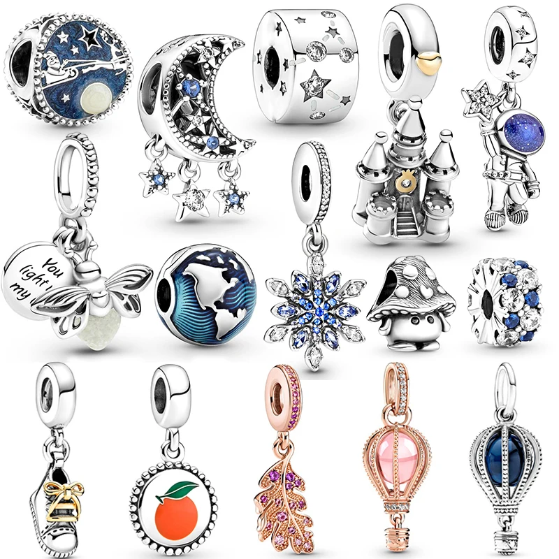 

2Pcs/Lot 45 Styles Shining Star Astronaut Leaves Charms Beads Fit Original DIY Brand Bracelet Necklaces For Women Men Jewelry