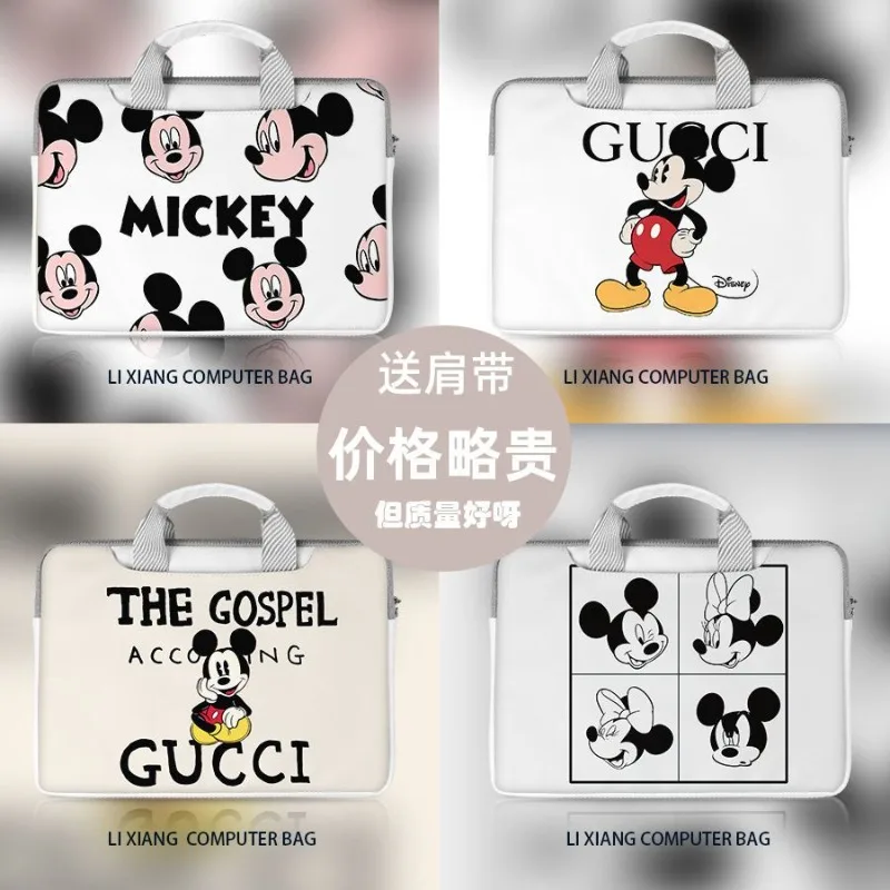 Disney Mickey and Minnie Laptop Bag Universal Waterproof Anti-fouling PU Anime Cartoon Print Portable Cute Crossbody