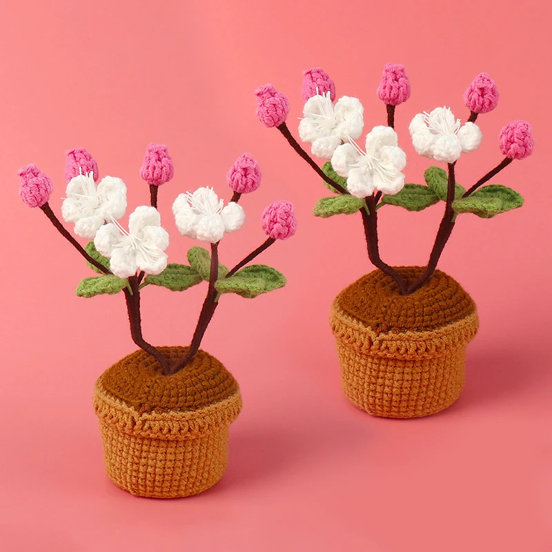 

1 шт. вязанные крючком цветы бонсай ручной работы Diy фотореквизит настольное украшение вязаные украшения для дома