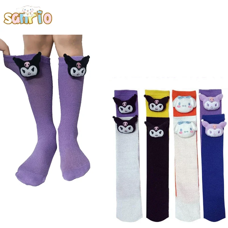 

Kawaii Sanrio Cinnamoroll Kuromi Summer Children's Socks Cartoon Doll Mid-calf Socks Ins Thin Section Mesh Socks Student Socks