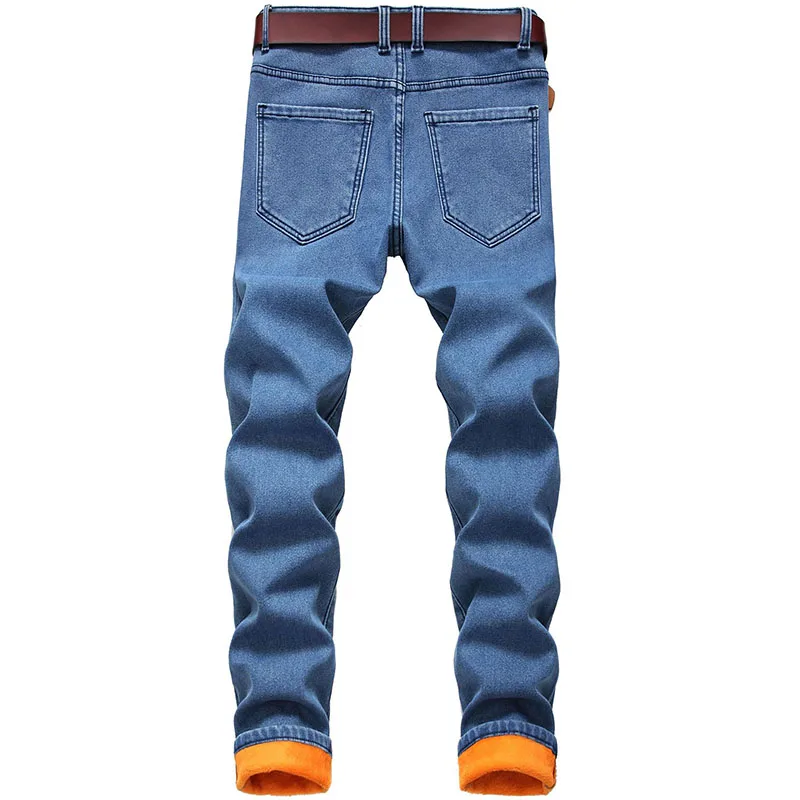 2022 New Autumn Winter Men's Plush Thickened Jeans Retro Warm Men's Stacked Denim Pants Men Street Costume Trousers Jeans