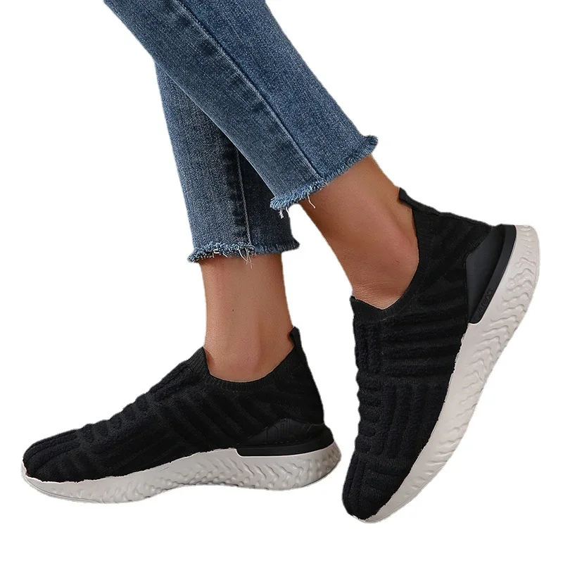 Women Casual Shoes  Sneakers Suede Net Surface Solid Color Thick Sole Breathable Round  Loafers  Flat