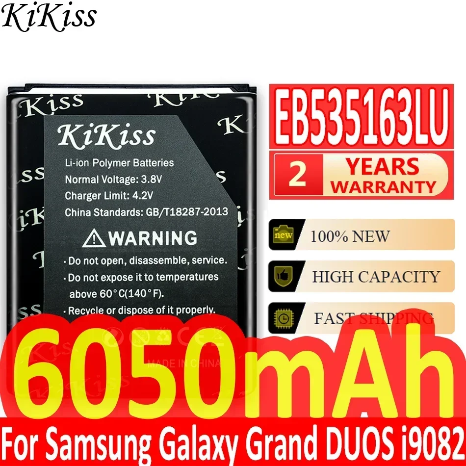 Мощный аккумулятор KiKiss на 6050 мАч EB 535163 LU для Samsung Galaxy Grand DUOS i9082 i9080 i9128E i9060 i9301 i9118 i9182