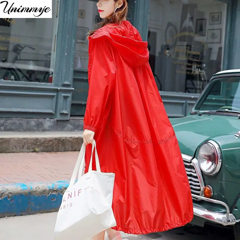 

Hooded 3xl Sun Protection Clothing Women Solid Color Wild Thin Coat Anti-UV Breathable Outdoor Summer Tops Coat J353