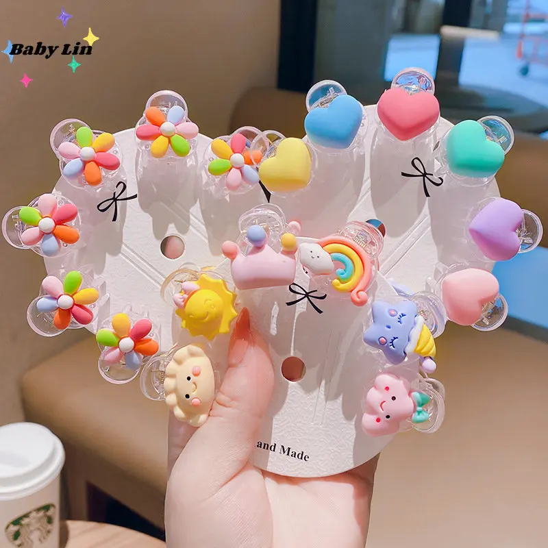 

Girls Floral Barrettes Accessories Items 6Pcs Summer Kawaii Cartoon Bangs Hairpin Mini Cute Baby Hair Claws Pins Clips for Kids