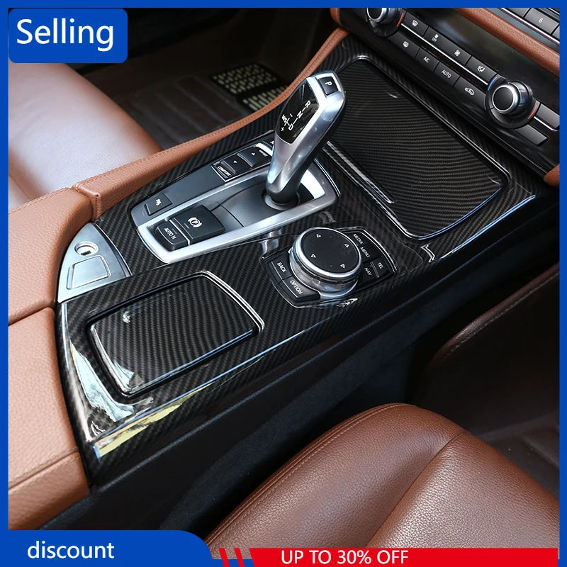 

3 Pcs Carbon Fiber ABS Center Console Gear Shift Panel Cover Trim For BMW 5 Series F10 2014-17 520li 525li 530li Car Accessories