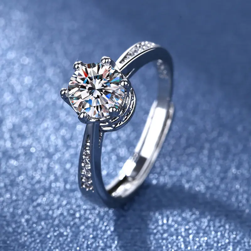 

Fashion Silver Color Wedding Rings Crown 6 Claw Design Cubic Zirconia Jewelry Engagement Ring for Women Wedding Rings