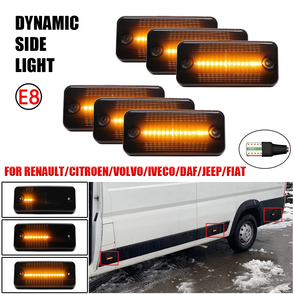 

Dynamic Side Marker Lights Arrow Turn Signal Blinker Lamps for RENAULT VOLVO IRISBUS HEULIEZ DAF Fiat Ducato IVECO DAILY